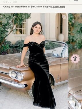 Revelry Black Off-Shoulder Velvet Evening Gown